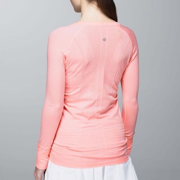 Lululemon run swiftly tech long sleeve shirt top 8 pink thumb holes - Picture 3 of 7